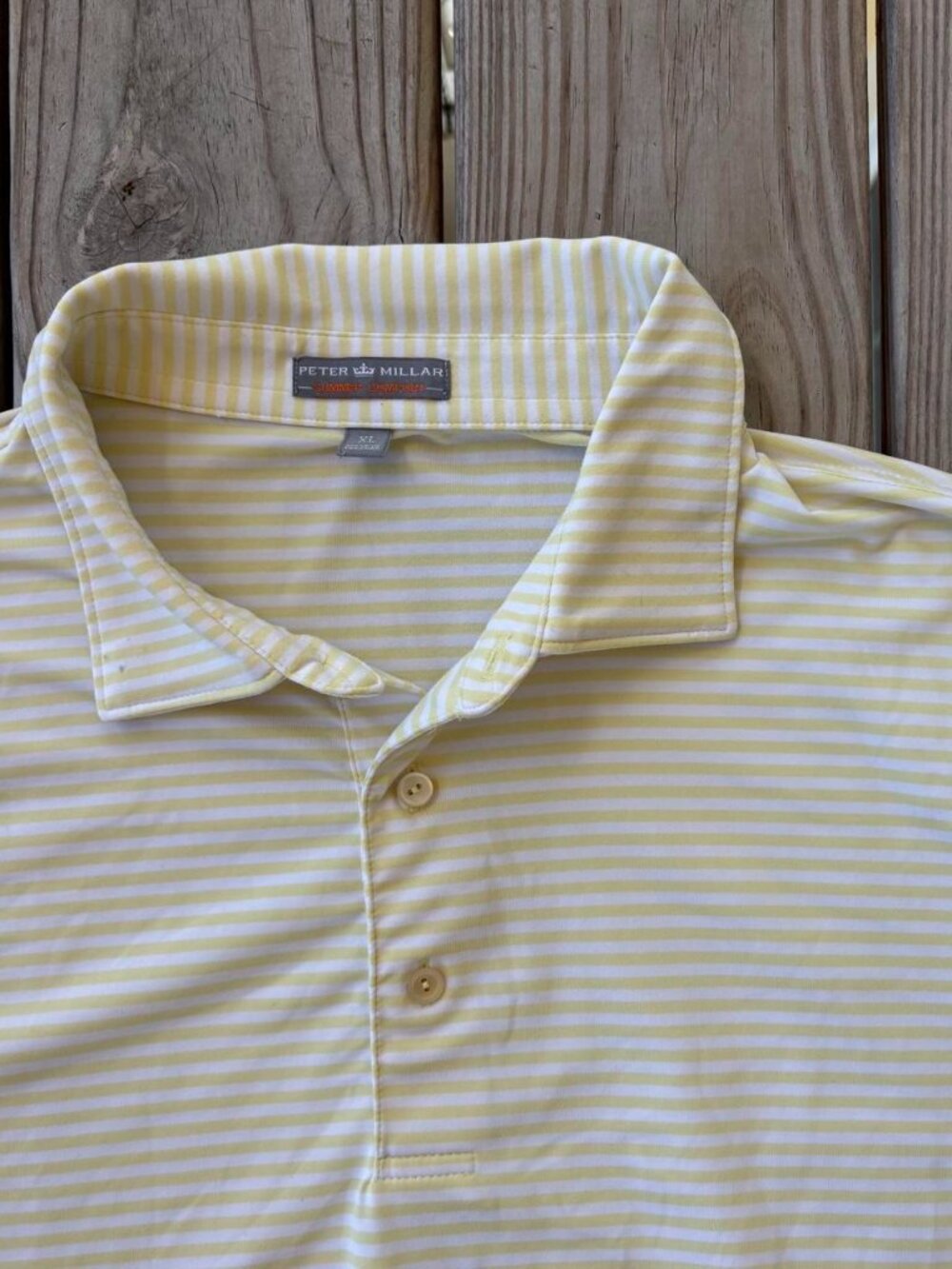Peter Millar Summer Comfort Polo Golf Shirt Striped Yellow XL